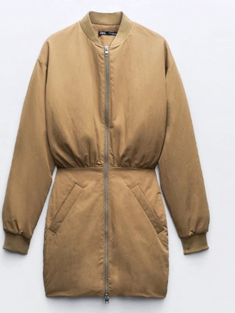 Zara Mini Bomber Dress Brown